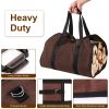 Firewood Carrier Bag with Handle Durable Wear-Resistant Fireplace Logs Holder Side Opening Wood Storage Carrying Bag