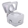 Lightweight Portable Toilet, 2.6 Gallon Flushable Camping Toilet, Sanitary Outdoor Travel Toilet for Tents Boats Semi Trucks RV Campers, Gray