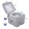 Lightweight Portable Toilet, 2.6 Gallon Flushable Camping Toilet, Sanitary Outdoor Travel Toilet for Tents Boats Semi Trucks RV Campers, Gray