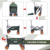 Collapsible Folding Utility Wagon Cart Heavy Duty Foldable Outdoor Garden Camping Cart with Removable Fabric,