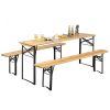 3 Pieces Folding Wooden Picnic Table Bench Set