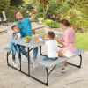 Indoor and Outdoor Folding Picnic Table Bench Set with Wood-like Texture