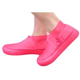 Waterproof Silicone Shoe Cover, Reusable Non Slip Rubber Rain Shoe Cover Unisex (Color: Red)