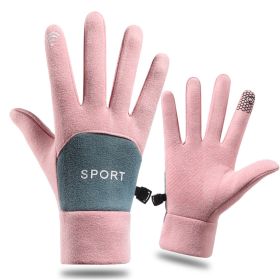 Winter Gloves Men Women Touch Screen Glove Anti-Slip Windproof Waterproof Texting Gloves for Running Cycling (Color: pink)