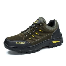 Outdoor Trekking Shoes Men Hiking Shoes Waterproof Non Slip Climbing Camping Trekking Men Sneakers (Color: Black)