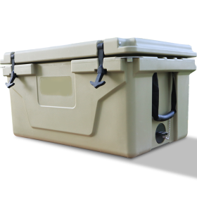 Khaki color ice cooler box 65QT camping ice chest beer box outdoor fishing cooler (Color: as Pic)