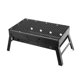 Outdoor Camping Picnics Garden Grilling Foldable Portable BBQ Grill (Color: Black A)