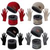 Winter Knitted Hat Scarf Gloves 3Pcs Winter Warm Beanie and Touch Screen Gloves Scarf Set Knit Beanie Skull Cap Neck Warmer Mittens for Men Women