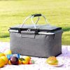 Large Picnic Basket, Insulated Foldable Cooler Bag for Camping Picnic Travel Lunch Bag