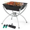 3-in-1 Camping Campfire Grill with Stainless Steel Grills Carrying Bag & Gloves